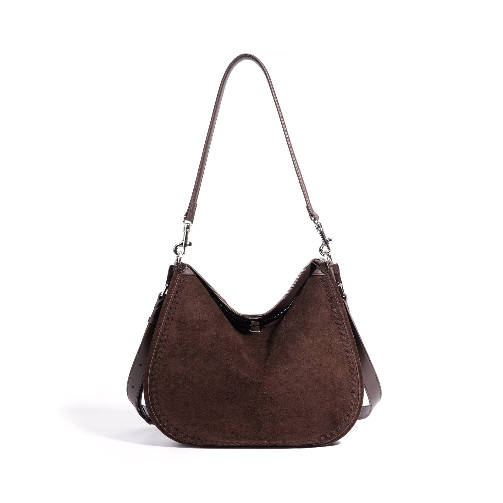 Sarah Express Genuine Suede Leather Cylindrical Crossbody Bag
