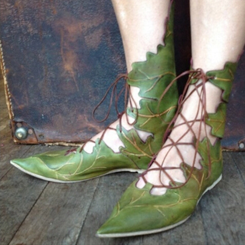 Sarah Express Leaf Pattern Lace Up Ankle Boots