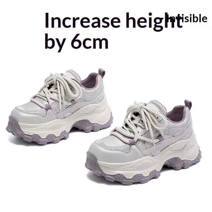 Sarah Express Hidden Wedge Square Toe Platform Sneakers Purple 6cm