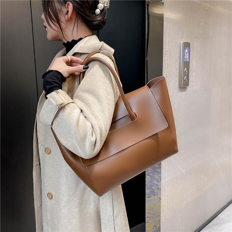 Sarah Express Minimalist Soft PU Leather Tote Bag