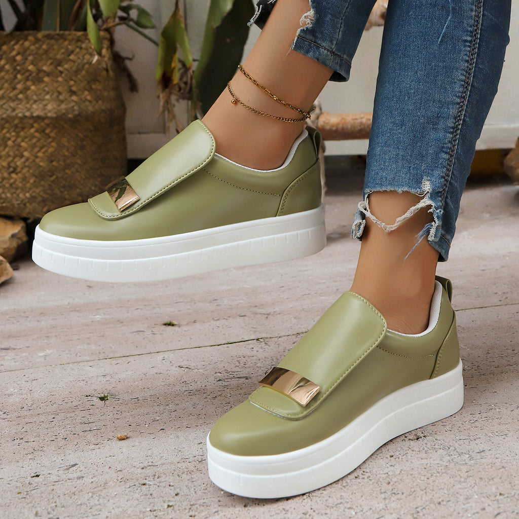 Sarah Express Women's Velcro Slip-On Thick Sole Sneakers