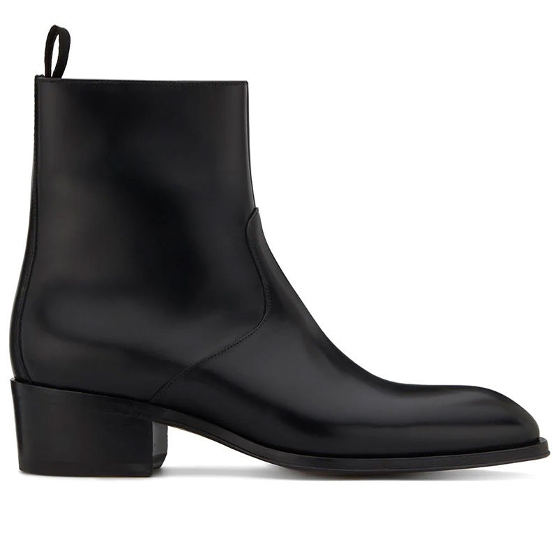 Sarah Express Leather Pointed Toe Side Zipper Boots