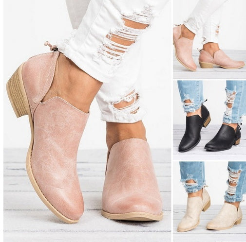 Sarah Express Women's Pointed Toe Slip-On Ankle Boots