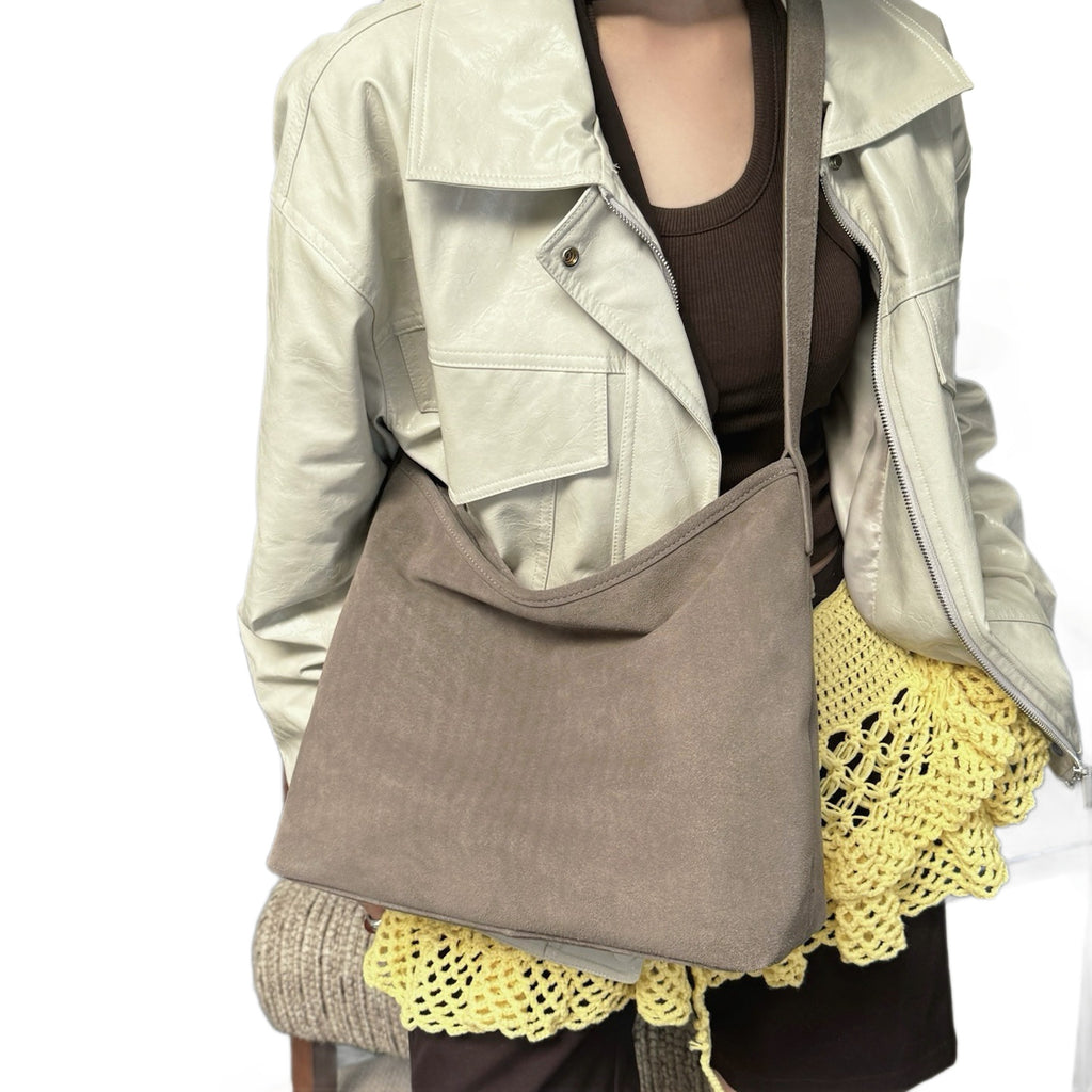 Sarah Express Matte Suede Bucket Shoulder Bag