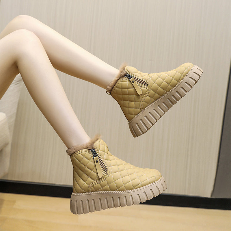 Sarah Express Quilted Plaid Platform Ankle Boots