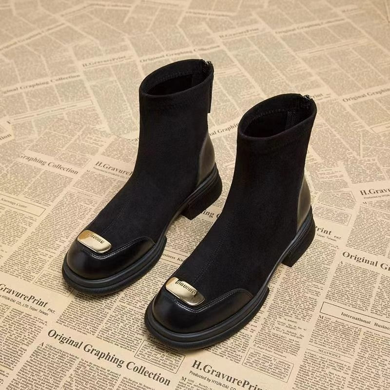 Sarah Express Women's Chunky Heel Martin Ankle Boots