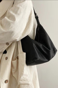 Sarah Express Matte Cowhide Leather Vertical Crossbody Bag Black 34x27.5x12.5
