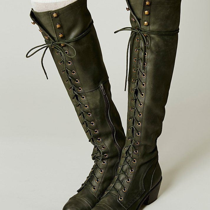 Sarah Express Women's Over-the-Knee Round Toe Boots