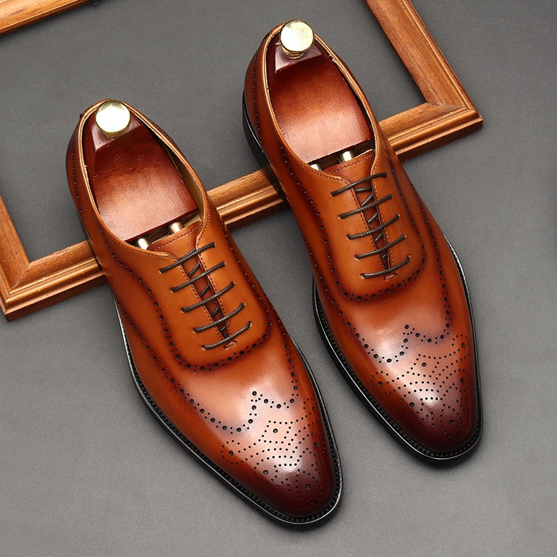 Sarah Express Men's Pointed Toe Formal Lace-Up Shoes