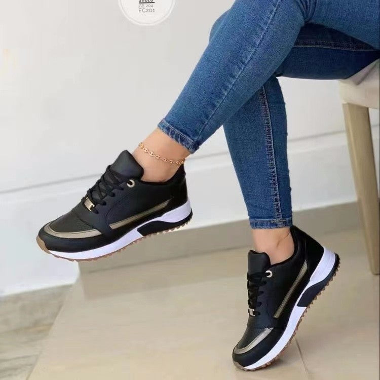 Sarah Express Sequin Lace-Up Casual Walking Sneakers Black