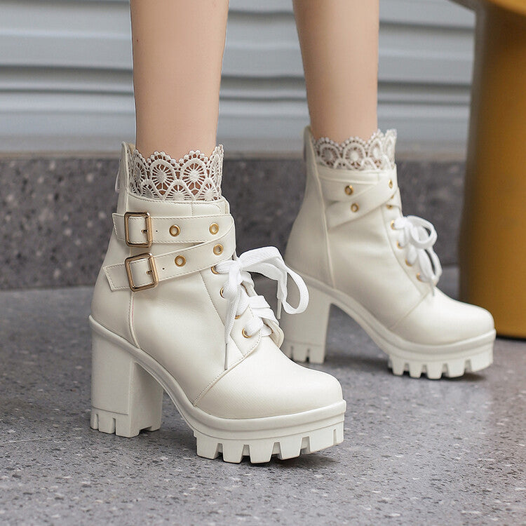 Sarah Express Lace-Up Platform Ankle Boots