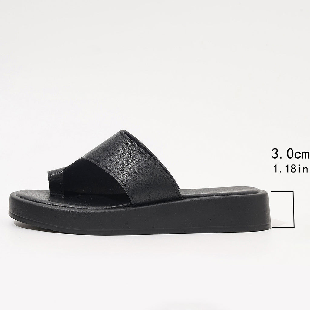 Sarah Express Thick-soled Clip Toe Flat Slippers Outdoor Summer Casual Solid Color Slides Shoes For Women