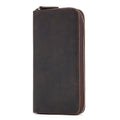 Sarah Express Long Leather Wallet With Zipper Closure Coffee