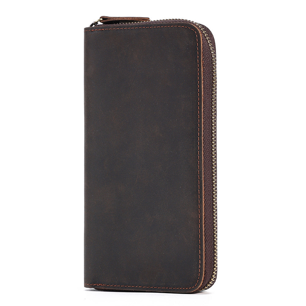 Sarah Express Long Leather Wallet With Zipper Closure Coffee