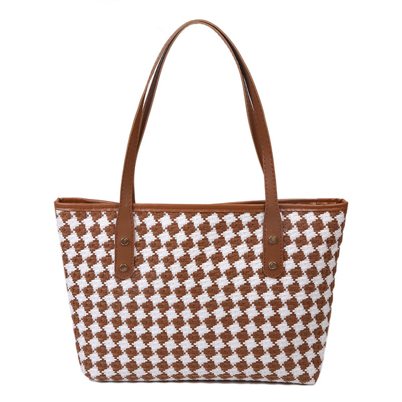 Sarah Express Plaid Nylon Shoulder Tote Bag