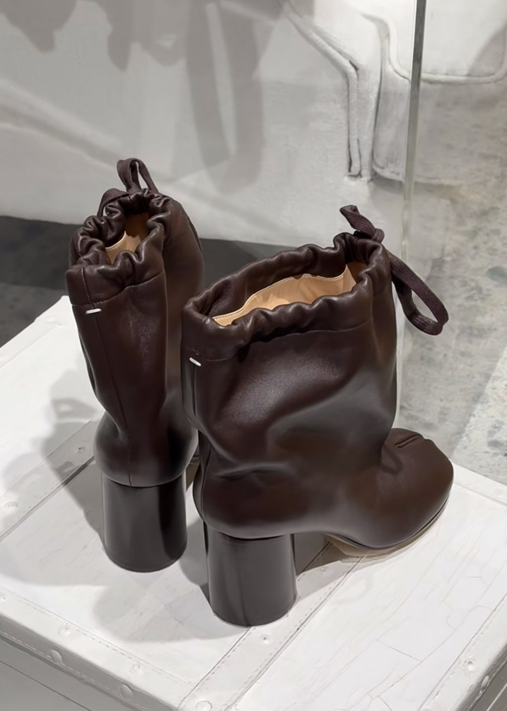 Sarah Express Split-Toe Mid-Calf Chunky Heel Boots