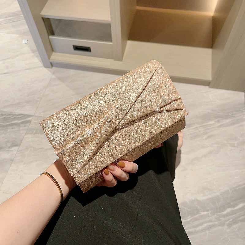 Sarah Express Gold Shimmer Envelope Clutch Crossbody Bag