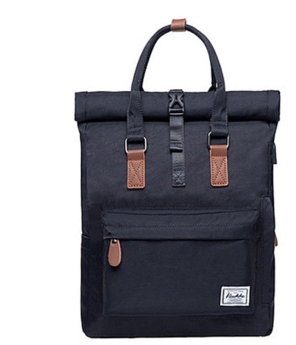 Sarah Express Casual Roll-Top Everyday Commuter Backpack Black