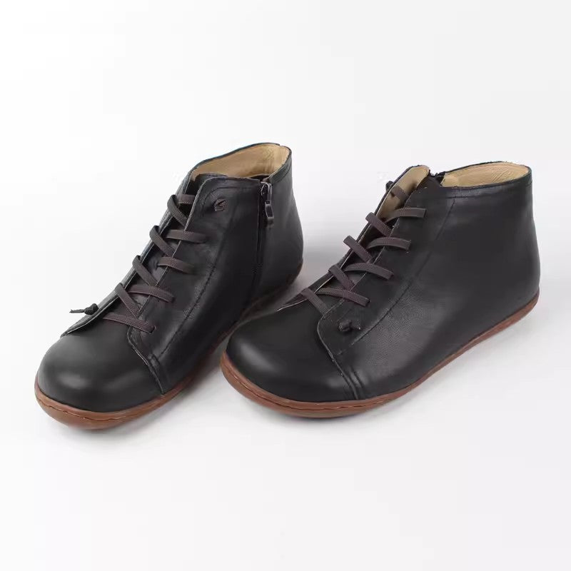 Sarah Express Cowhide Leather Mid-Calf Zipper Boots
