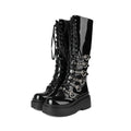 Sarah Express Chunky Platform Over-the-Knee Punk Boots Black