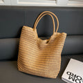 Sarah Express Large Capacity Woven Straw Tote Bag Brown
