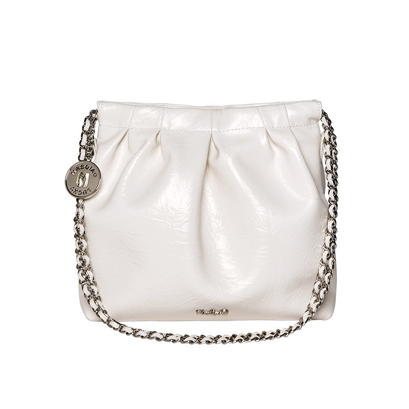 Sarah Express Genuine Leather Bucket Bag Chain Strap