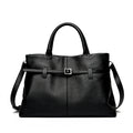 Sarah Express Genuine Leather Tote Handbag with Chain Black 34X12X24CM