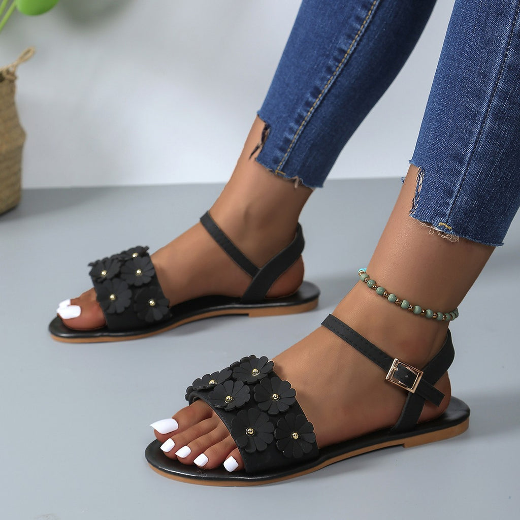 Sarah Express Women's Retro Floral Flat Sandals