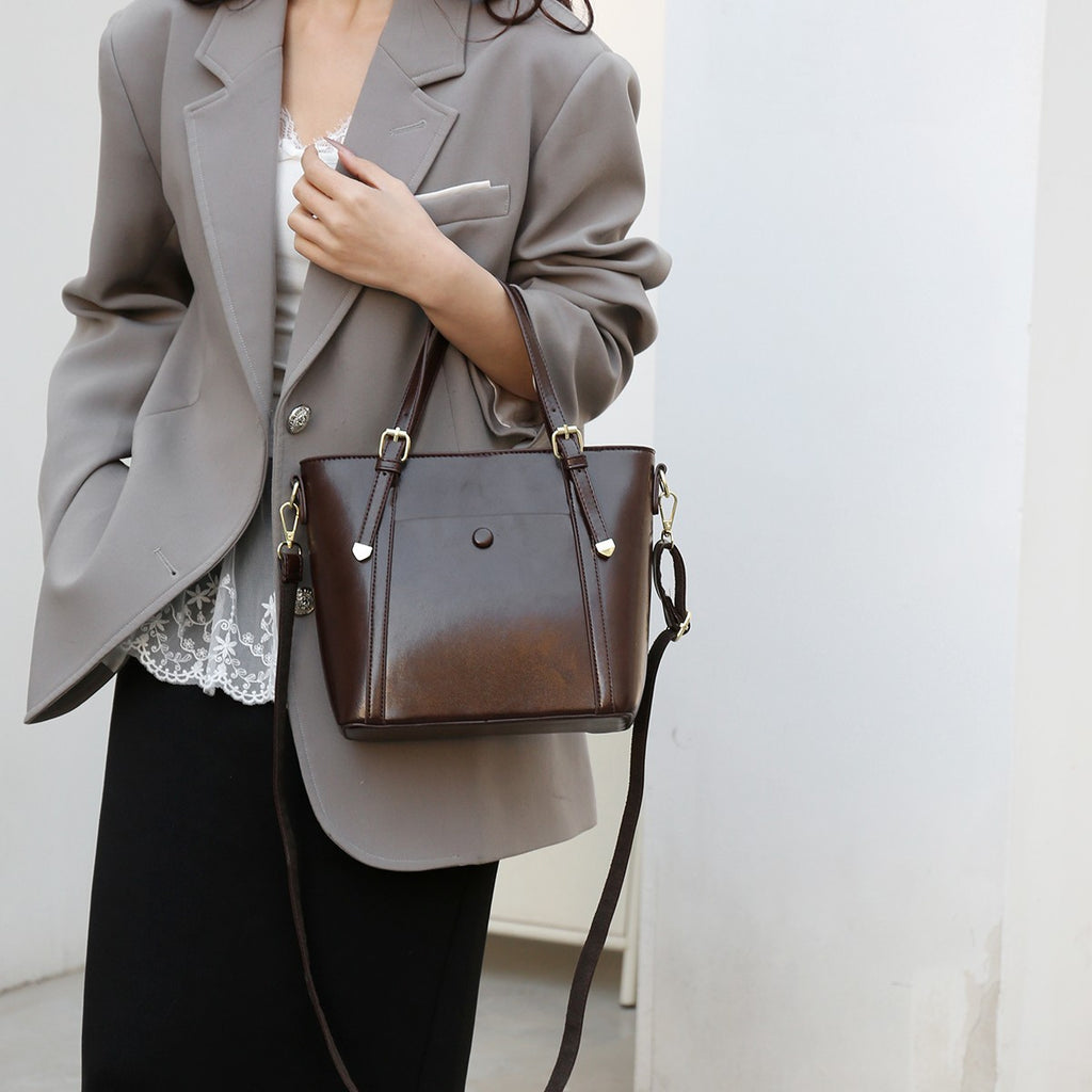 Sarah Express Minimalist PU Leather Shoulder Tote Bag