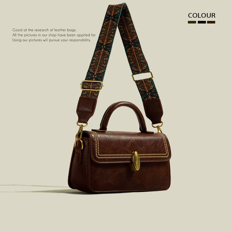 Sarah Express Retro Texture Structured Messenger Bag Brown
