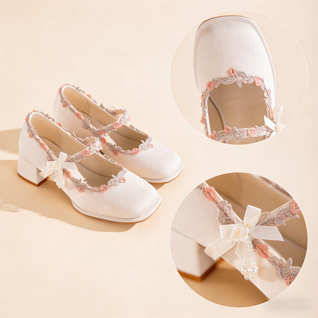 Sarah Express Oriental Jacquard Satin Mary Jane Heels