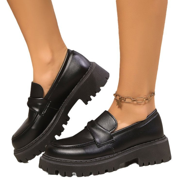 Sarah Express Retro Round-Toe Chunky Block Heel Loafers
