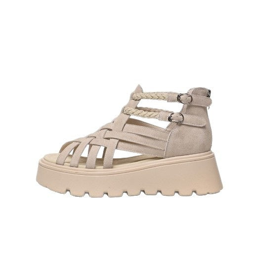 Sarah Express Woven Suede Platform High-Heel Sandals