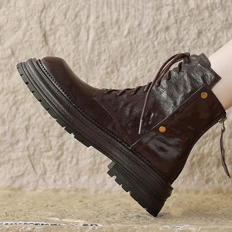 Sarah Express Chunky Sole Lace-Up Ankle Boots