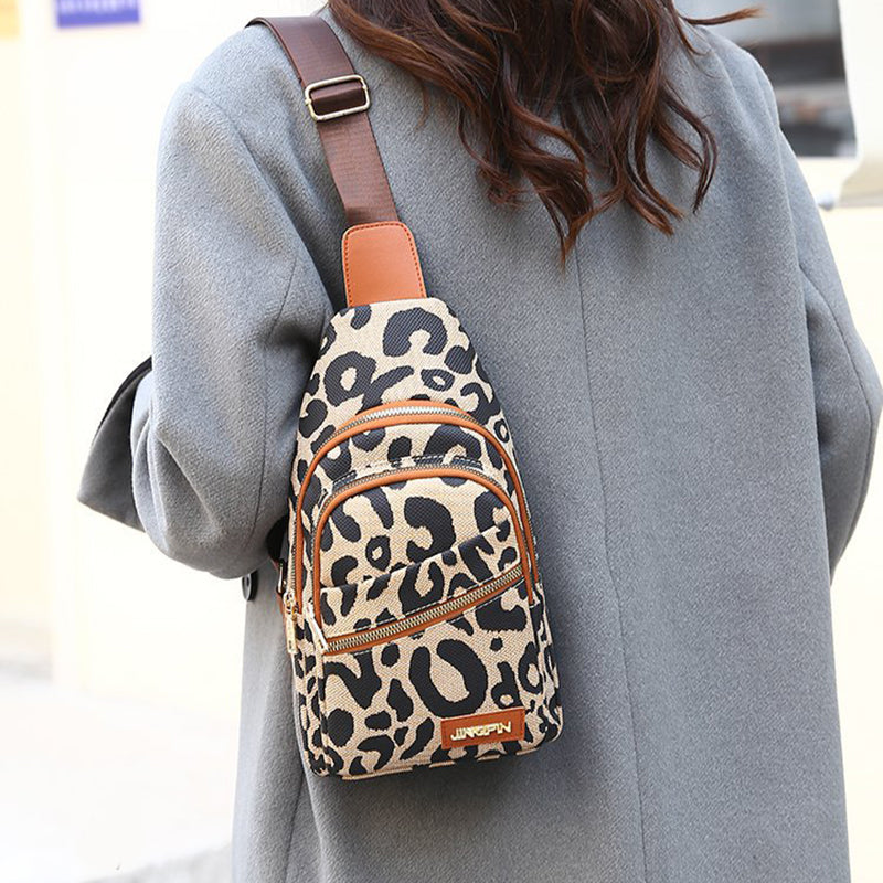 Sarah Express Leopard Print Sling Crossbody Chest Bag