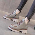 Sarah Express Women's Retro Lace-Up Ankle Boots Gray
