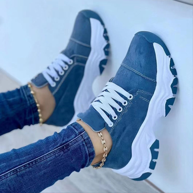 Sarah Express Women's Lace-Up Platform Walking Sneakers