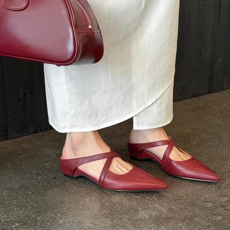 Sarah Express Pointed Toe Cross Strap Wedge Mules