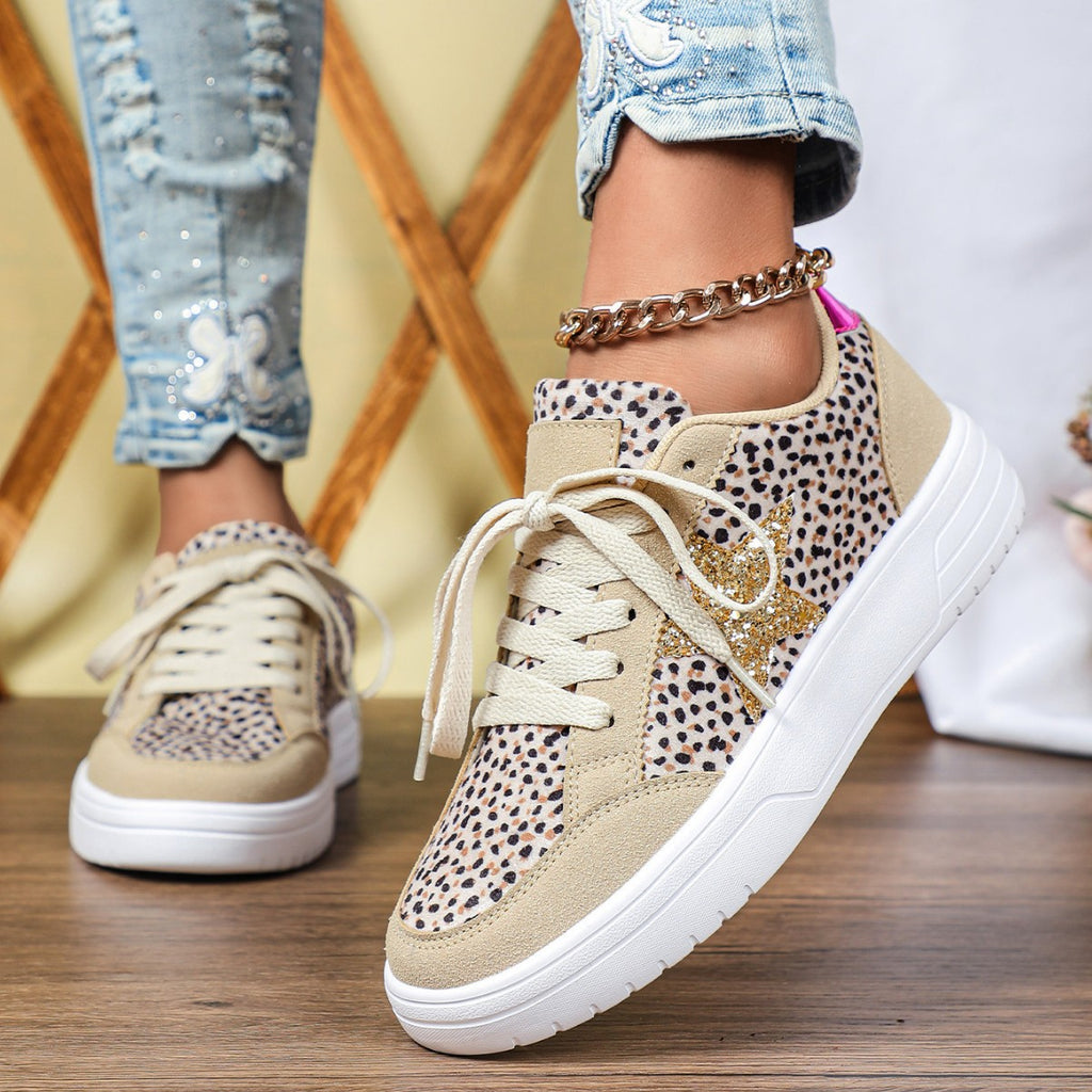 Sarah Express Leopard Print Retro Skate Sneakers