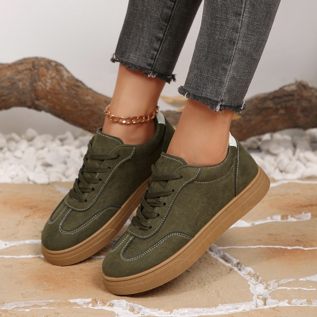 Sarah Express Women's Suede Casual Lace-Up Sneakers
