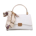 Sarah Express Crocodile Pattern Crossbody Bag with Scarf White