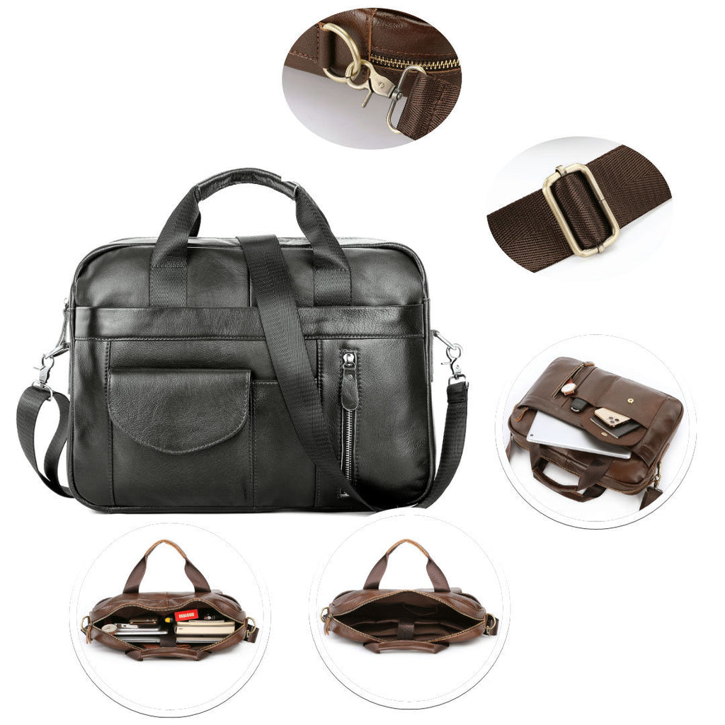 Sarah Express Structured Leather Crossbody Travel Briefcase