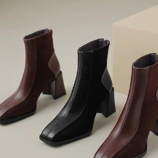 Suede Square Toe Block Heel Ankle Boots – square toe and heel profile alternate view 4