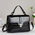 Sarah Express Retro Stone Pattern Flap Crossbody Bag Black