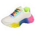 Sarah Express Rainbow Gradient Lace-Up Women's Sneakers White
