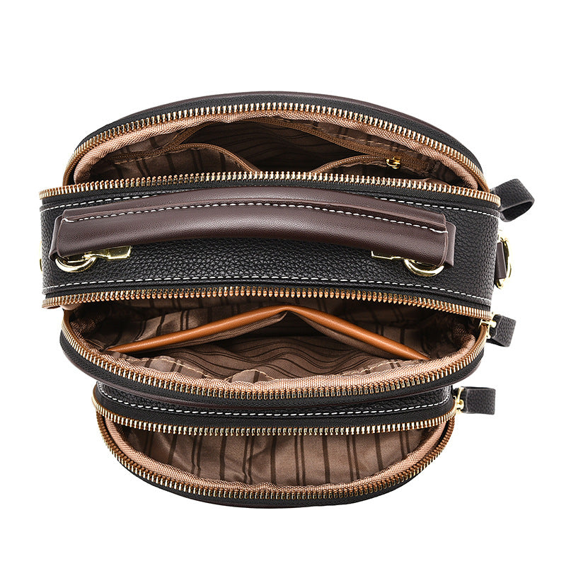 Sarah Express Structured Multi-Zipper Crossbody Shoulder Bag