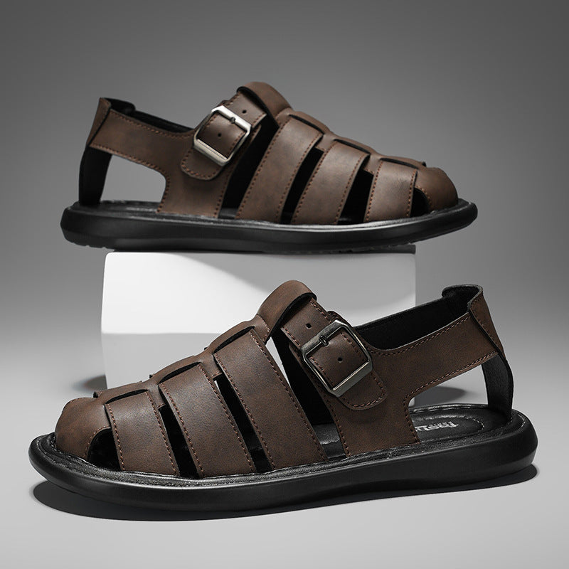 Sarah Express Men's Hand-Woven Closed-Toe Roman Sandals