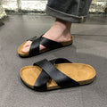 Sarah Express Men's Cross-Strap Cork Sandals Black