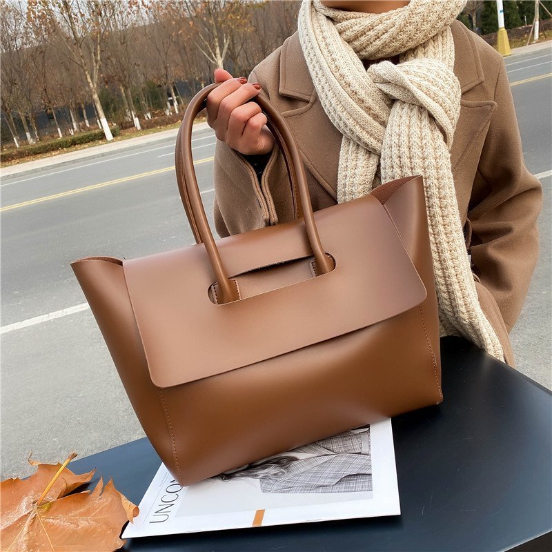 Sarah Express Minimalist Soft PU Leather Tote Bag