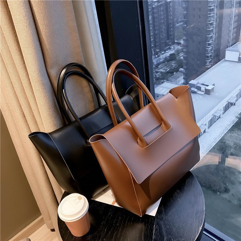 Sarah Express Minimalist Soft PU Leather Tote Bag